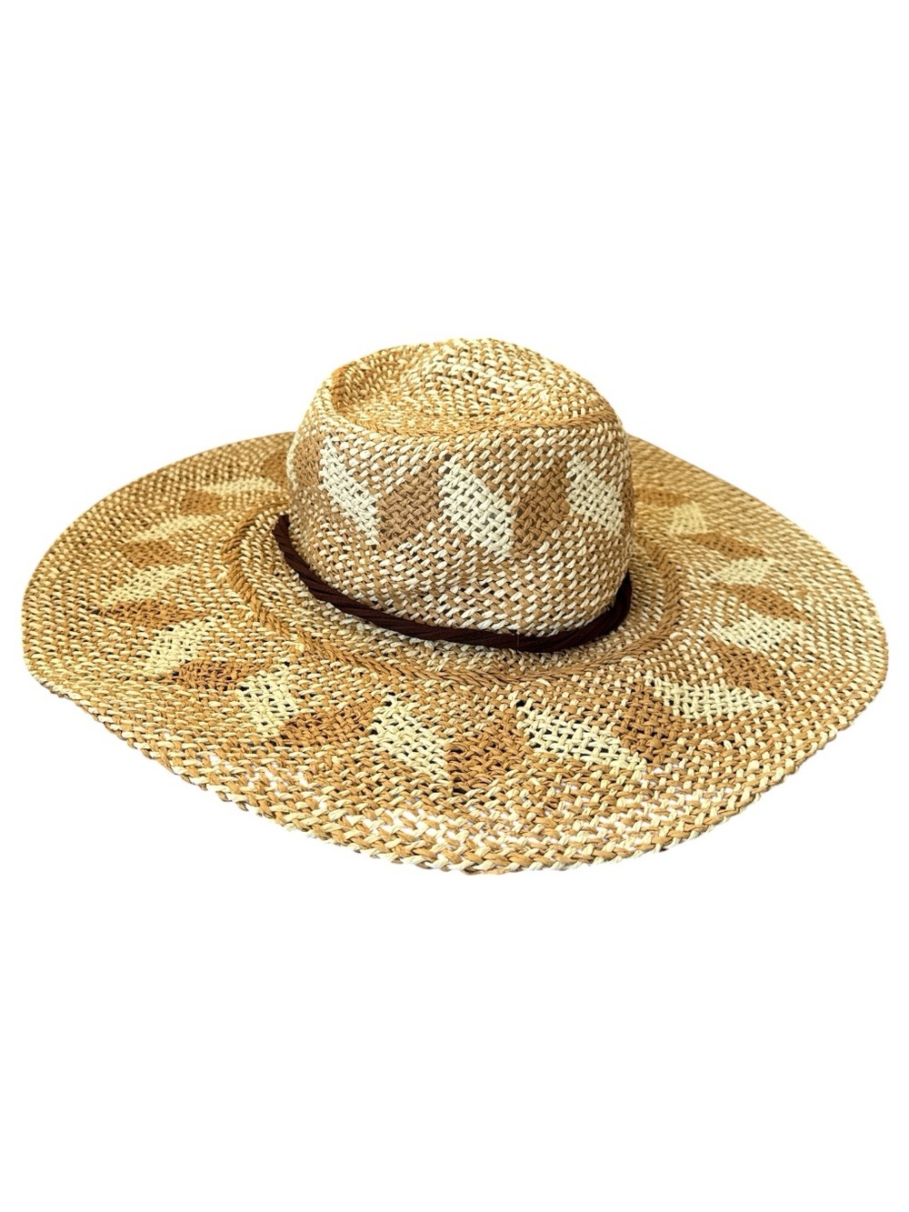Billabong Wide Brim Packable Straw Sun Hat Tan Cream Western Boho One Size